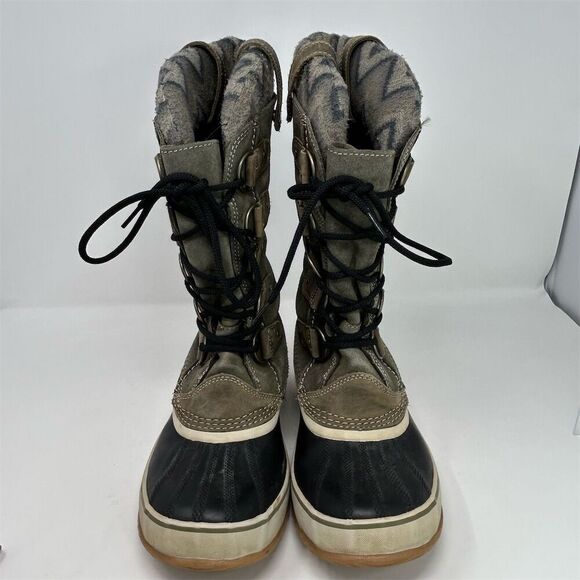 Sorel Joan Of Arctic Knit II Snow Boots Green Brown Taupe Size 10.5 Waterproof - Picture 4 of 14